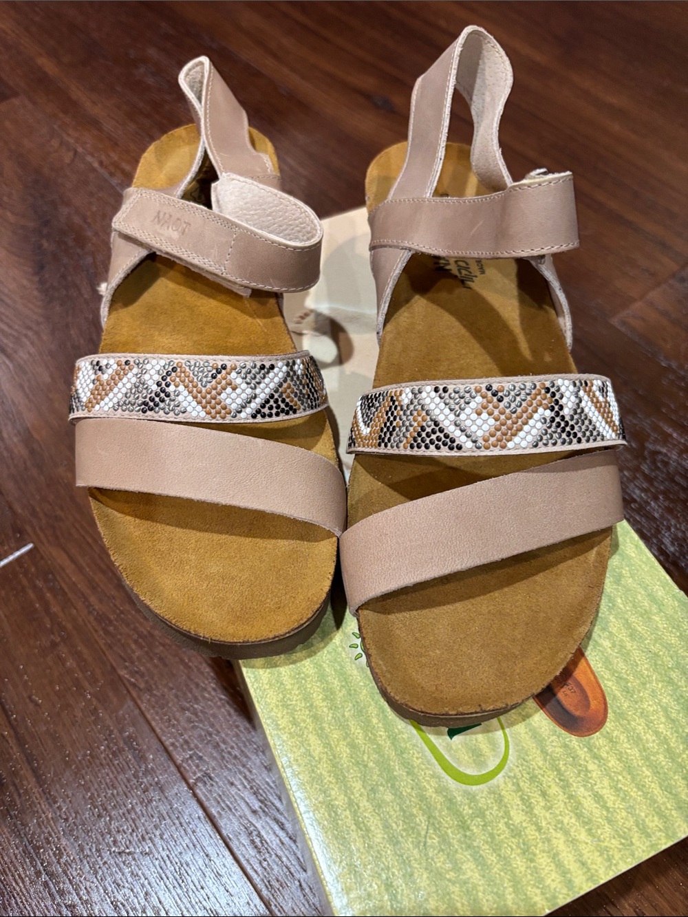 NAOT GWYNETH SANDALS KHAKI LEATHER SIZE 41. Brand New